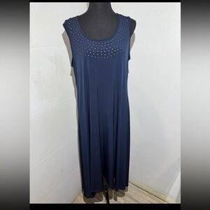 Grace Navy Maxi Dress with Studded Neckline